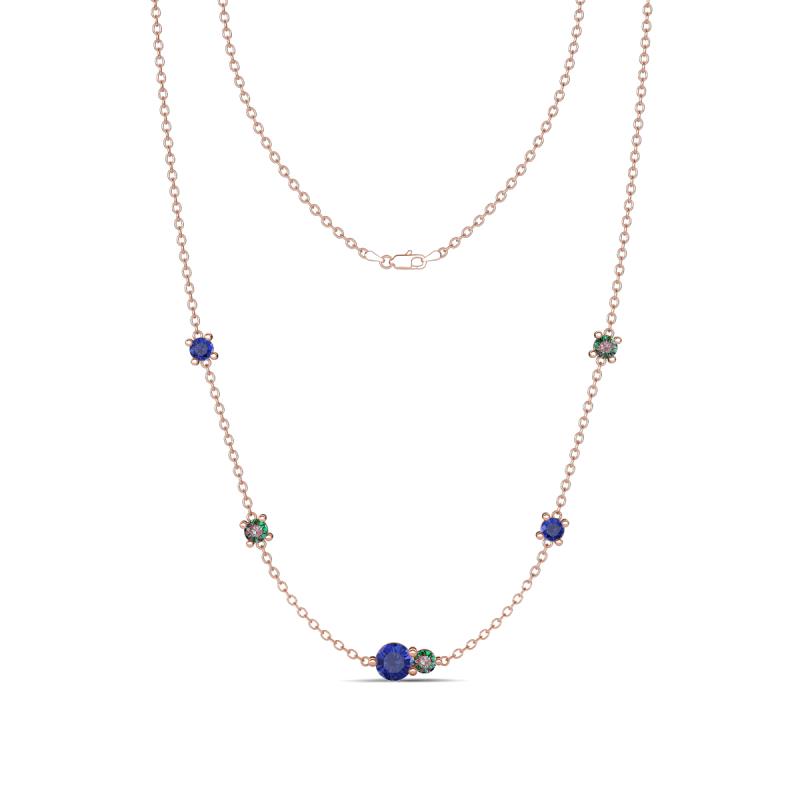 Linea 0.48 ctw Iolite (4 mm) and Created Alexandrite Women Station Necklace 
