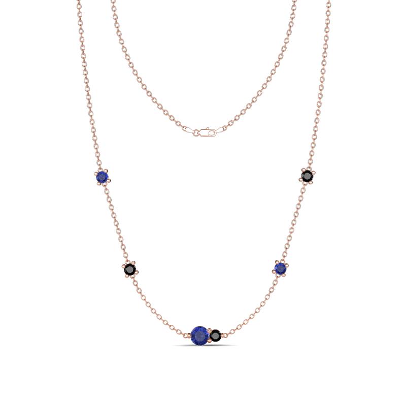 Linea 0.46 ctw Iolite (4 mm) and Black Diamond Women Station Necklace 