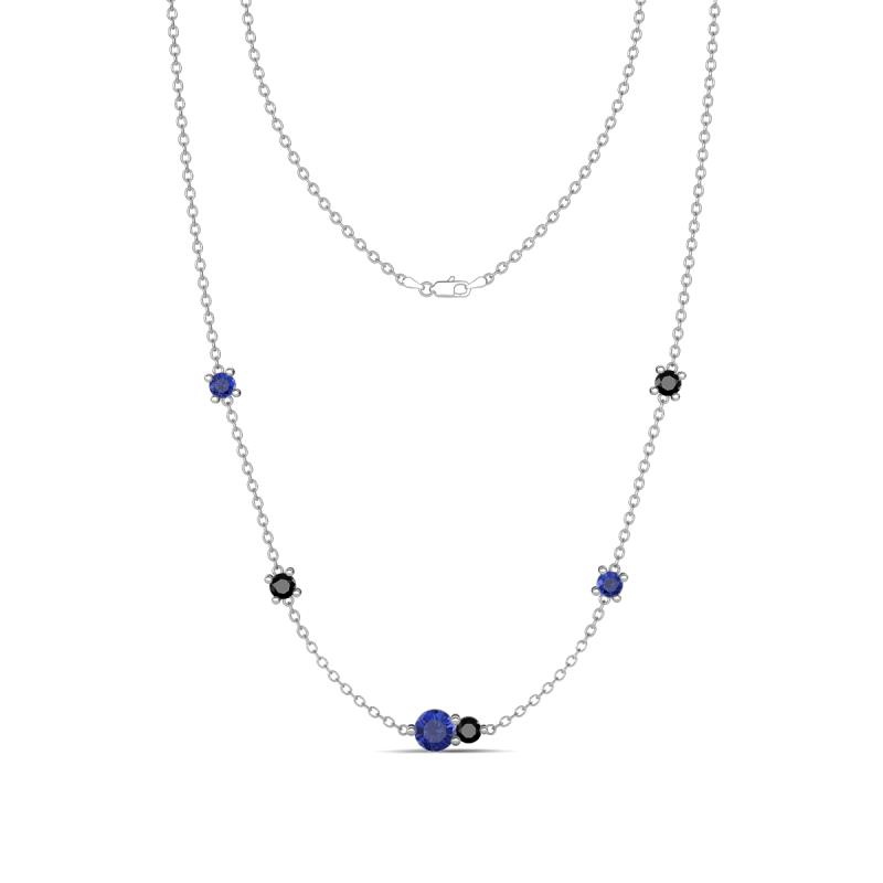 Linea 0.46 ctw Iolite (4 mm) and Black Diamond Women Station Necklace 