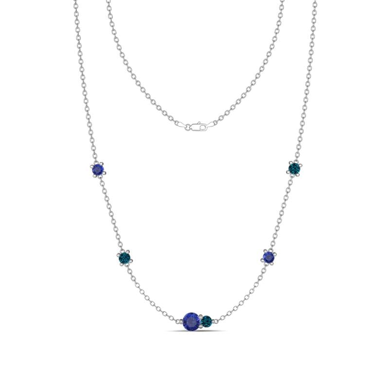Linea 0.46 ctw Iolite (4 mm) and Blue Diamond Women Station Necklace 