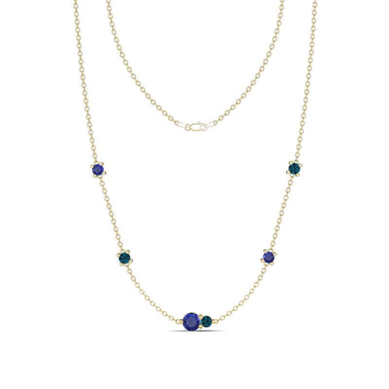 Linea 0.46 ctw Iolite (4 mm) and Blue Diamond Women Station Necklace 
