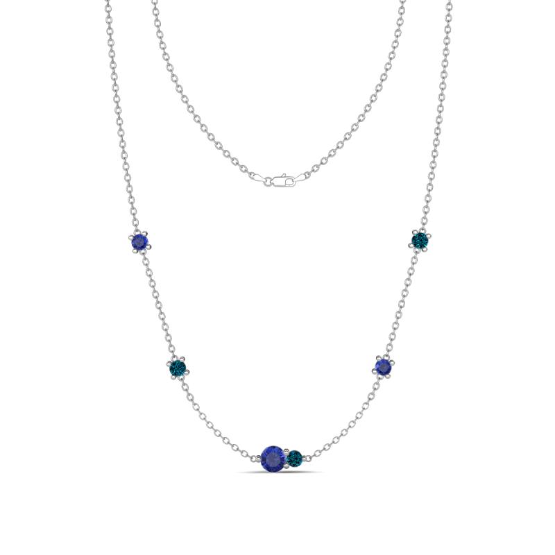 Linea 0.46 ctw Iolite (4 mm) and Blue Diamond Women Station Necklace 