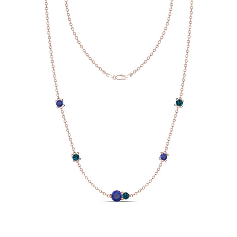 Linea 0.46 ctw Iolite (4 mm) and Blue Diamond Women Station Necklace 