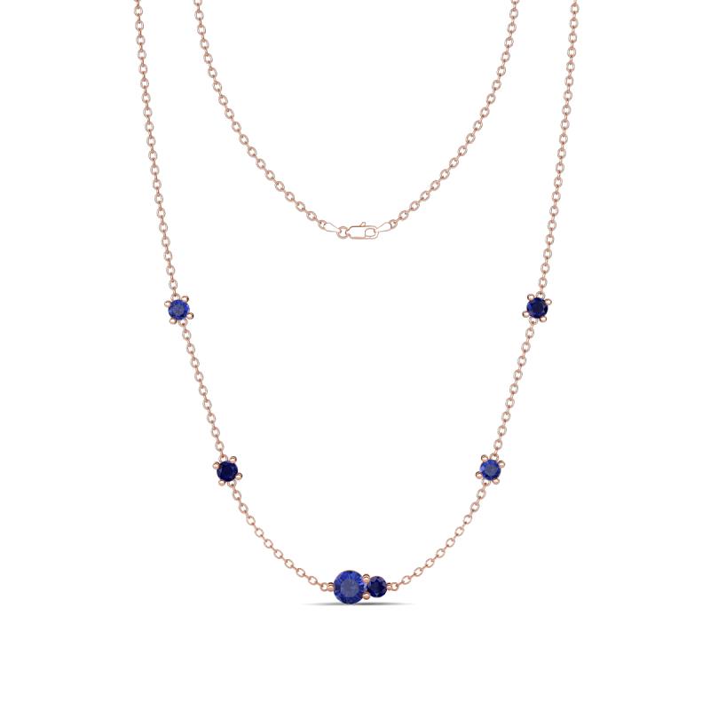 Linea 0.48 ctw Iolite (4 mm) and Blue Sapphire Women Station Necklace 
