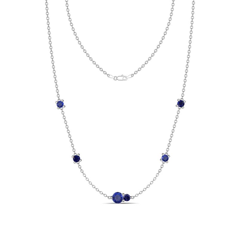 Linea 0.48 ctw Iolite (4 mm) and Blue Sapphire Women Station Necklace 