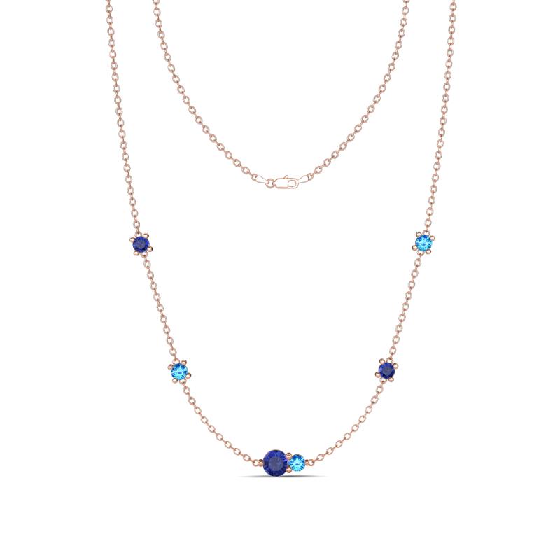 Linea 0.43 ctw Iolite (4 mm) and Blue Topaz Women Station Necklace 