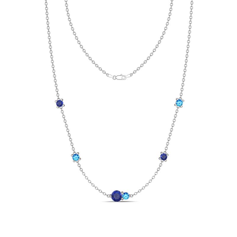 Linea 0.43 ctw Iolite (4 mm) and Blue Topaz Women Station Necklace 