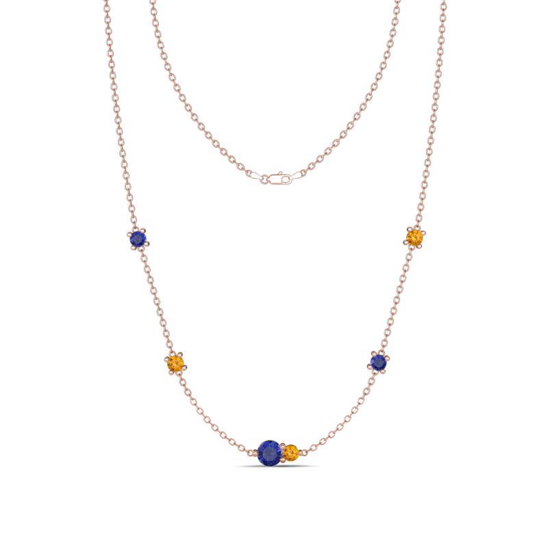 Linea 0.40 ctw Iolite (4 mm) and Citrine Women Station Necklace 