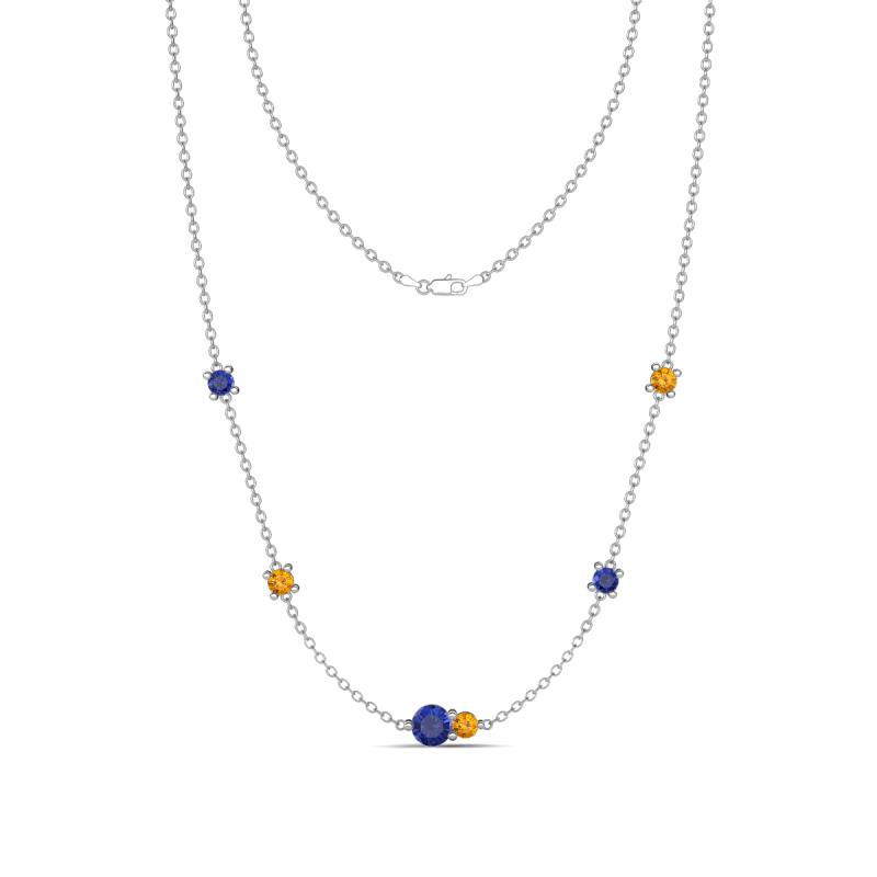 Linea 0.40 ctw Iolite (4 mm) and Citrine Women Station Necklace 