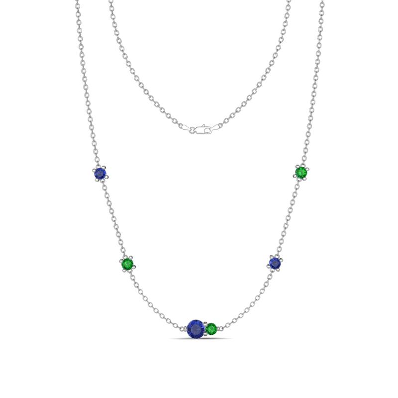 Linea 0.48 ctw Iolite (4 mm) and Green Garnet Women Station Necklace 
