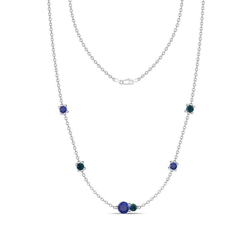 Linea 0.46 ctw Iolite (4 mm) and London Blue Topaz Women Station Necklace 