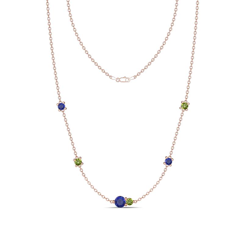 Linea 0.48 ctw Iolite (4 mm) and Peridot Women Station Necklace 
