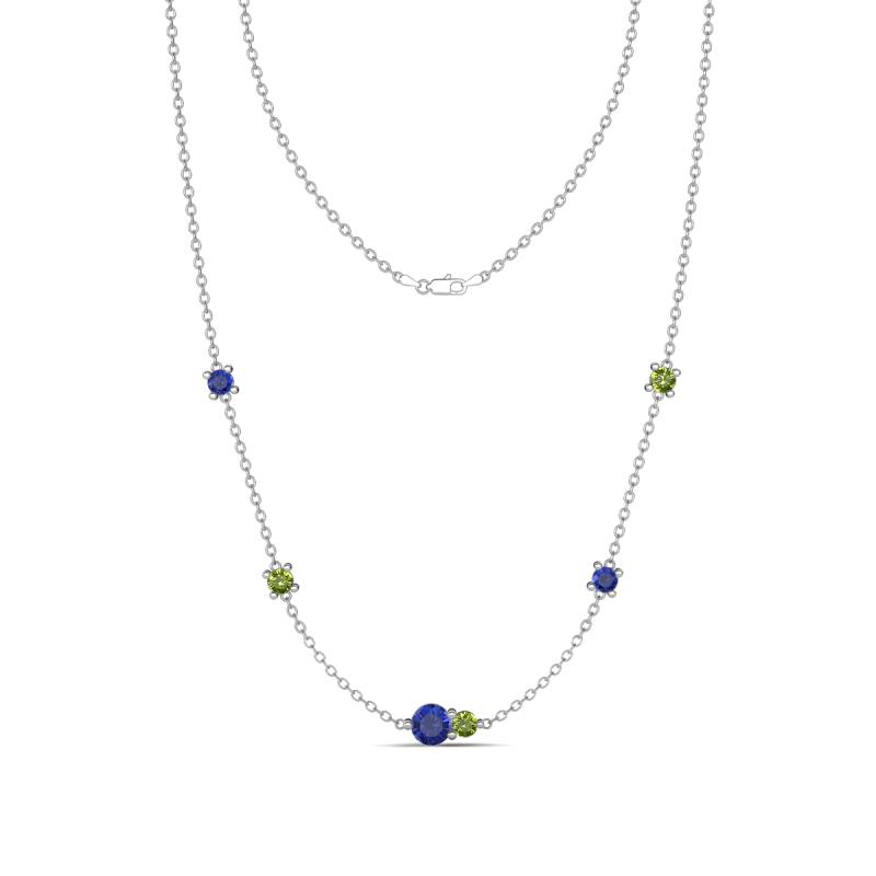 Linea 0.48 ctw Iolite (4 mm) and Peridot Women Station Necklace 