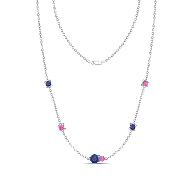 Linea 0.49 ctw Iolite (4 mm) and Pink Sapphire Women Station Necklace 