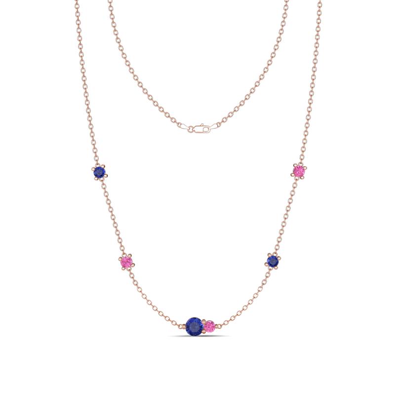 Linea 0.49 ctw Iolite (4 mm) and Pink Sapphire Women Station Necklace 