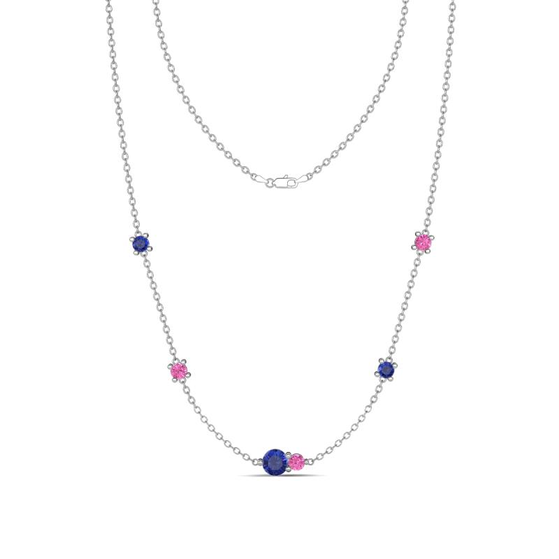 Linea 0.49 ctw Iolite (4 mm) and Pink Sapphire Women Station Necklace 
