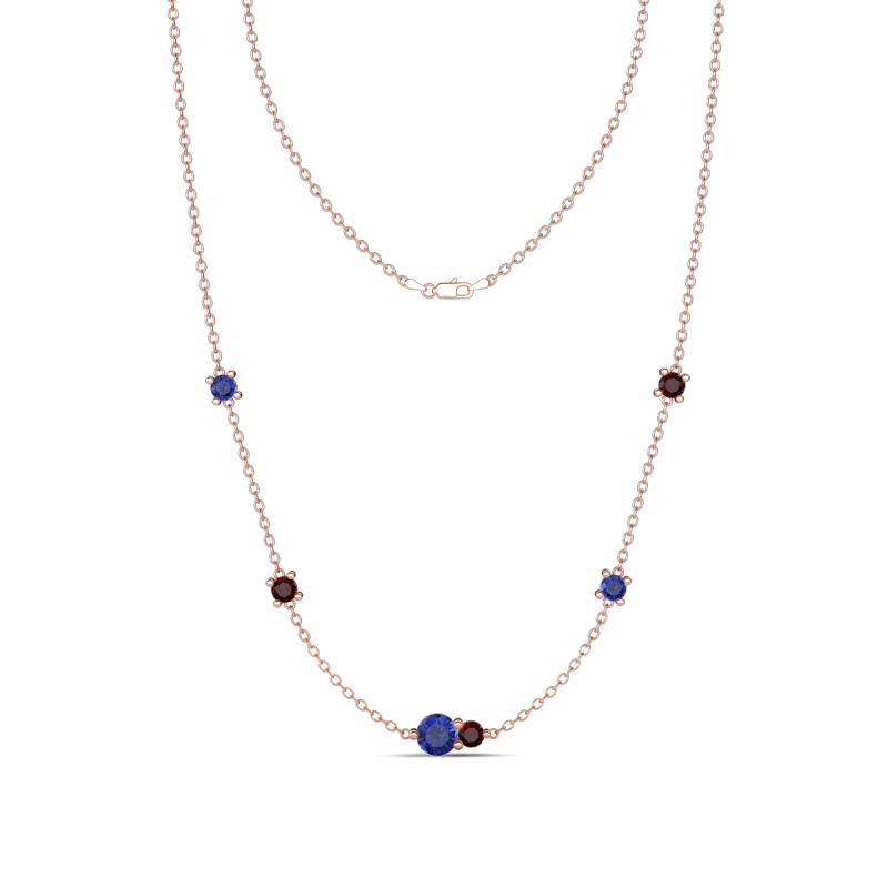 Linea 0.48 ctw Iolite (4 mm) and Red Garnet Women Station Necklace 