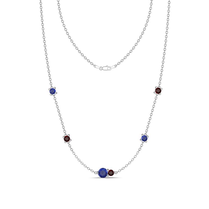 Linea 0.48 ctw Iolite (4 mm) and Red Garnet Women Station Necklace 