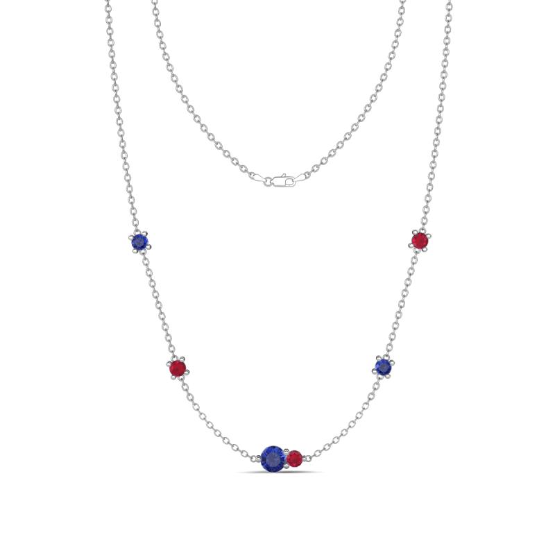 Linea 0.46 ctw Iolite (4 mm) and Ruby Women Station Necklace 