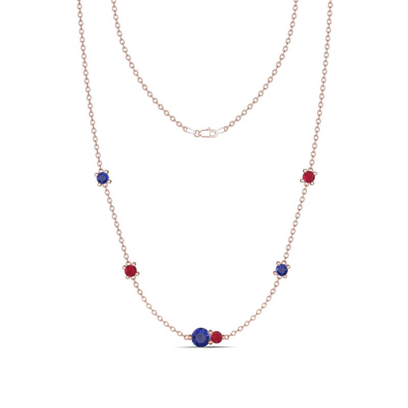 Linea 0.46 ctw Iolite (4 mm) and Ruby Women Station Necklace 