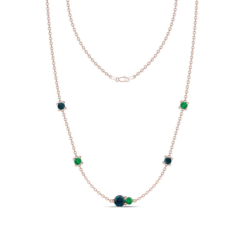 Linea 0.49 ctw London Blue Topaz (4 mm) and Emerald Women Station Necklace 