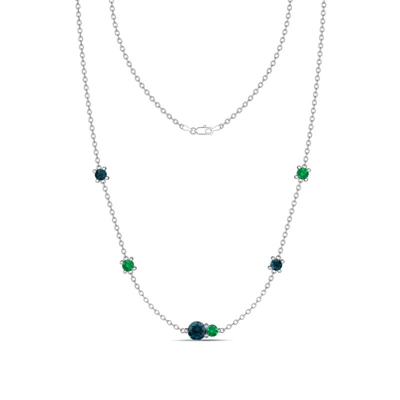 Linea 0.49 ctw London Blue Topaz (4 mm) and Emerald Women Station Necklace 
