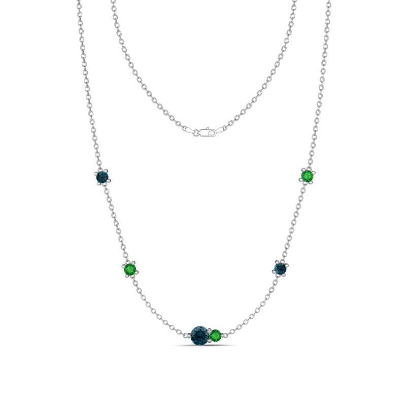 Linea 0.58 ctw London Blue Topaz (4 mm) and Green Garnet Women Station Necklace 