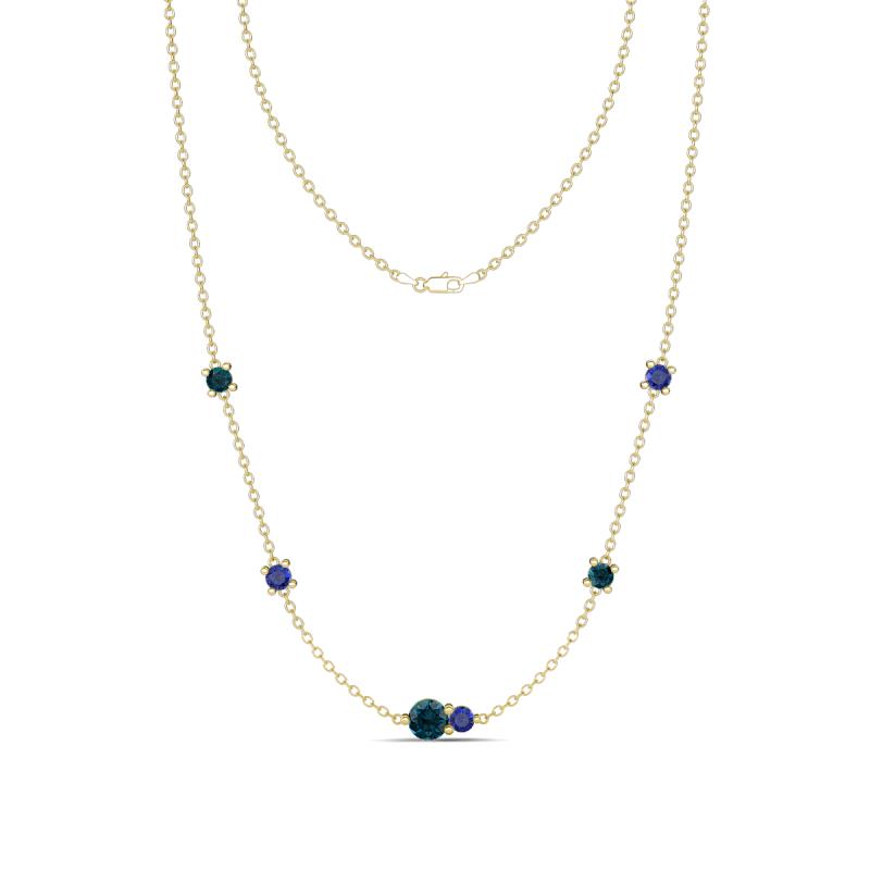 Linea 0.49 ctw London Blue Topaz (4 mm) and Iolite Women Station Necklace 