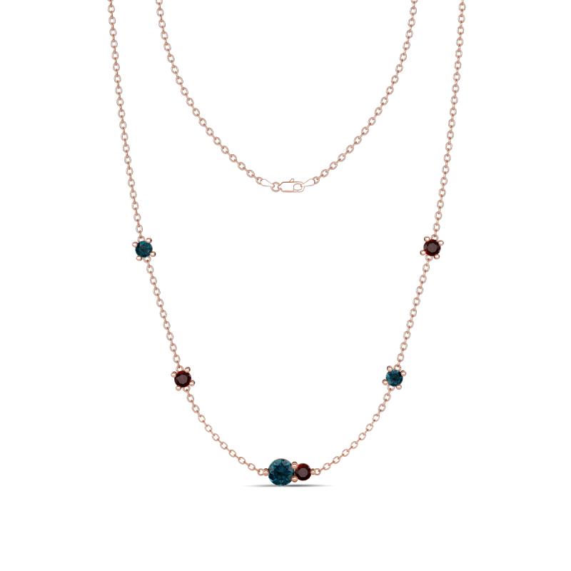 Linea 0.58 ctw London Blue Topaz (4 mm) and Red Garnet Women Station Necklace 