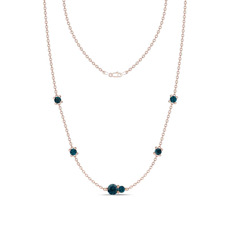 Linea 0.55 ctw London Blue Topaz (4 mm) and Blue Diamond Women Station Necklace 