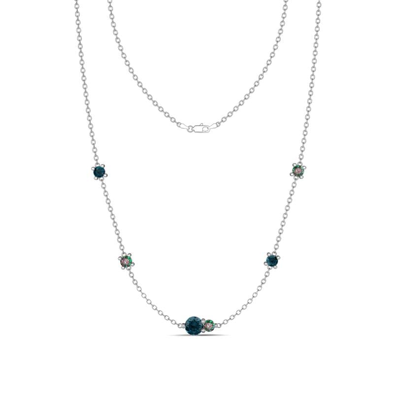 Linea 0.58 ctw London Blue Topaz (4 mm) and Created Alexandrite Women Station Necklace 
