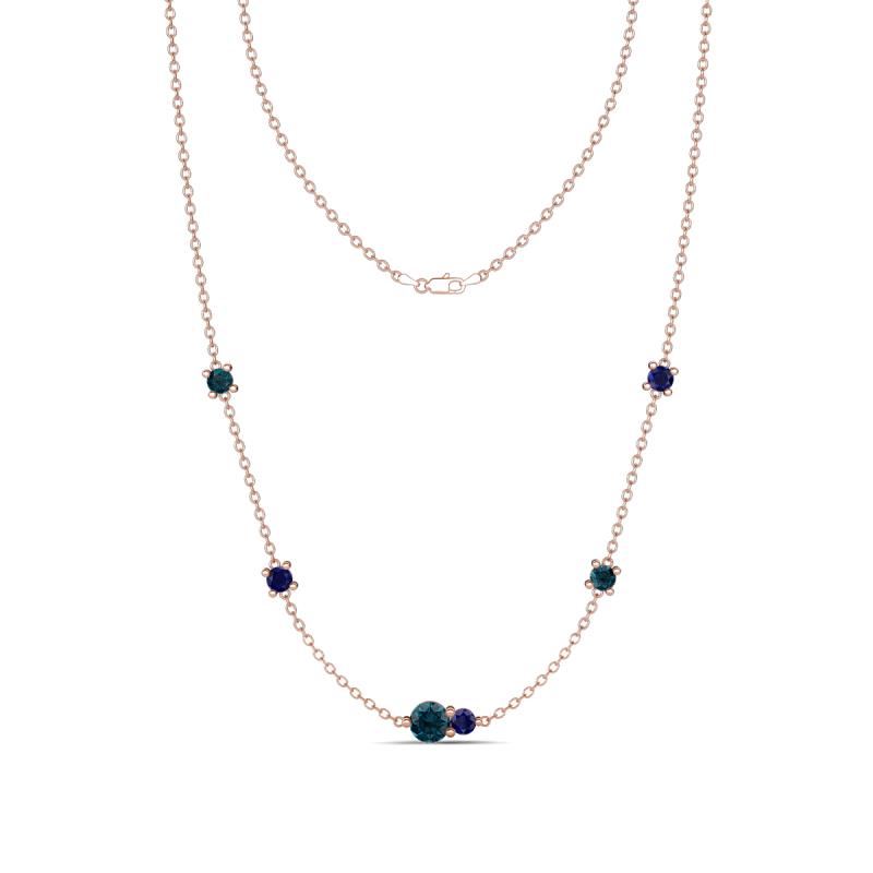 Linea 0.57 ctw London Blue Topaz (4 mm) and Blue Sapphire Women Station Necklace 