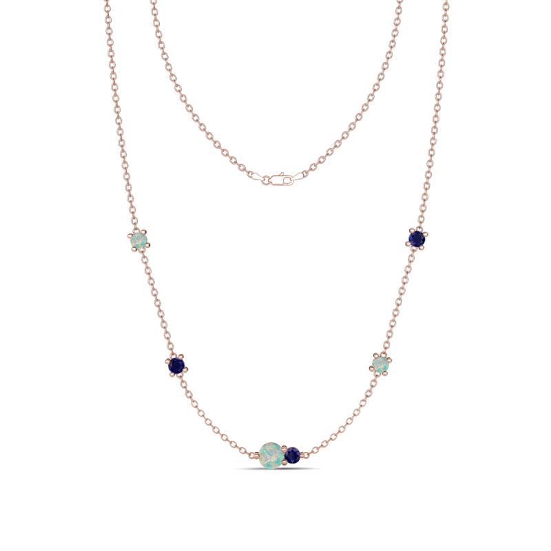 Linea 0.47 ctw Opal (4 mm) and Blue Sapphire Women Station Necklace 