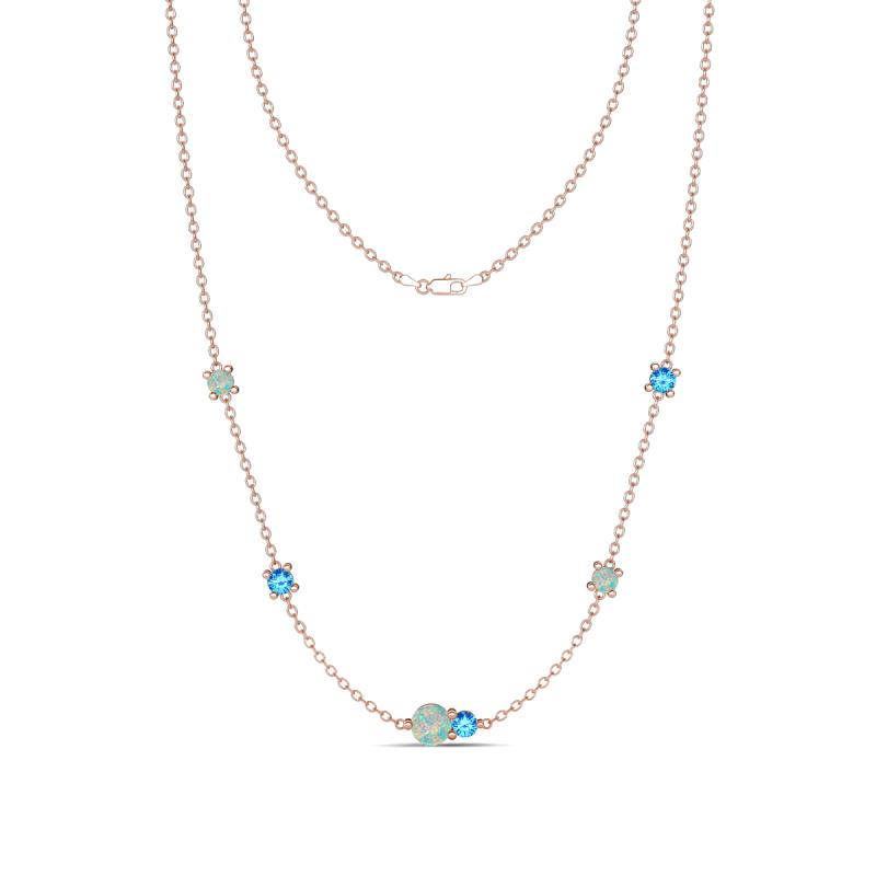 Linea 0.42 ctw Opal (4 mm) and Blue Topaz Women Station Necklace 