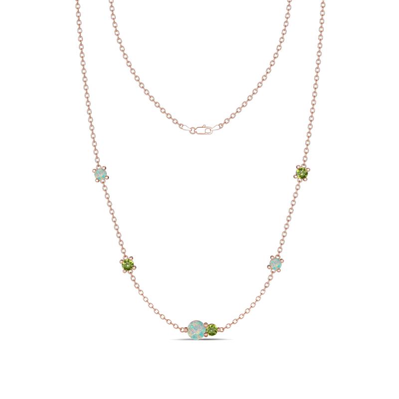 Linea 0.47 ctw Opal (4 mm) and Peridot Women Station Necklace 