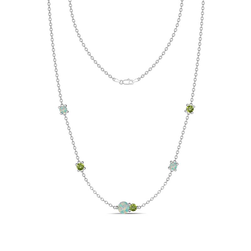 Linea 0.47 ctw Opal (4 mm) and Peridot Women Station Necklace 