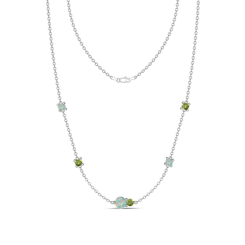 Linea 0.47 ctw Opal (4 mm) and Peridot Women Station Necklace 
