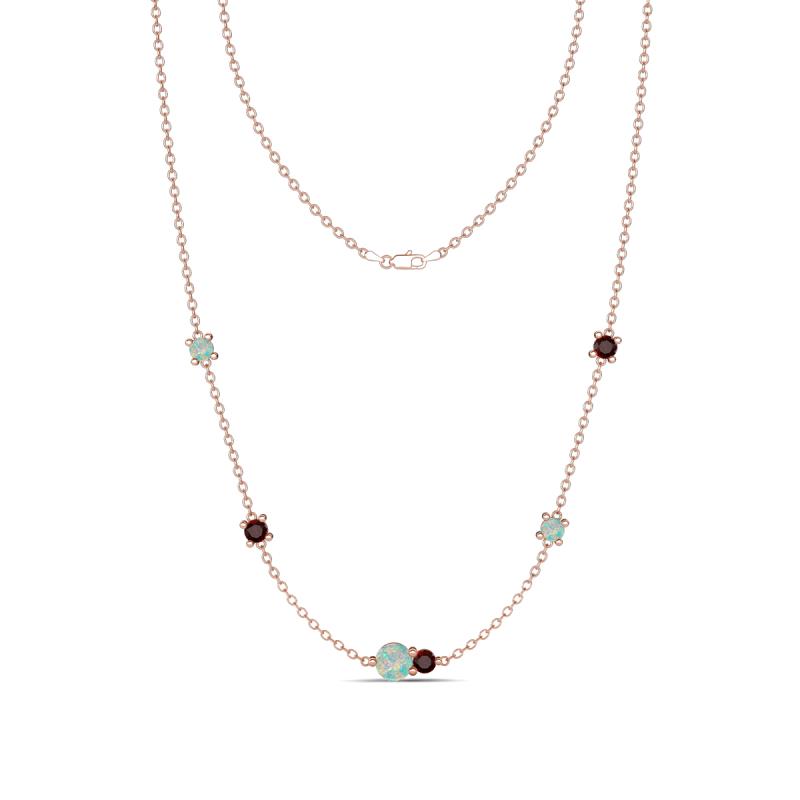 Linea 0.47 ctw Opal (4 mm) and Red Garnet Women Station Necklace 