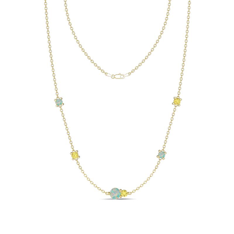 Linea 0.48 ctw Opal (4 mm) and Yellow Sapphire Women Station Necklace 