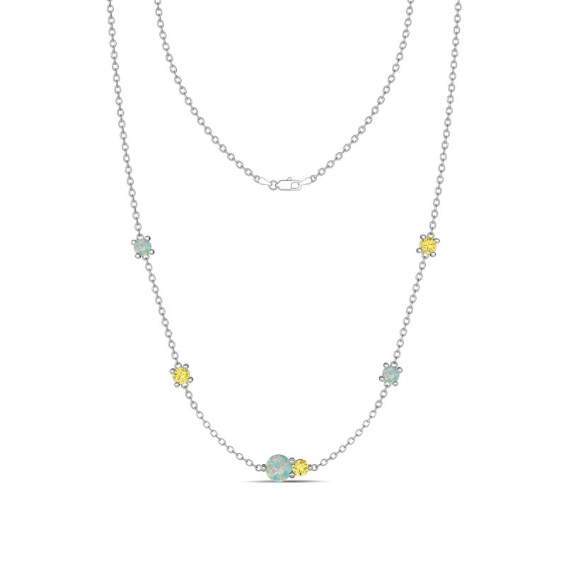 Linea 0.48 ctw Opal (4 mm) and Yellow Sapphire Women Station Necklace 