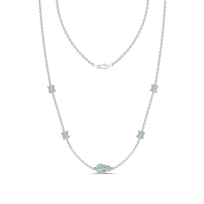 Linea 0.45 ctw Opal (4 mm) and Lab Grown Diamond Women Station Necklace 