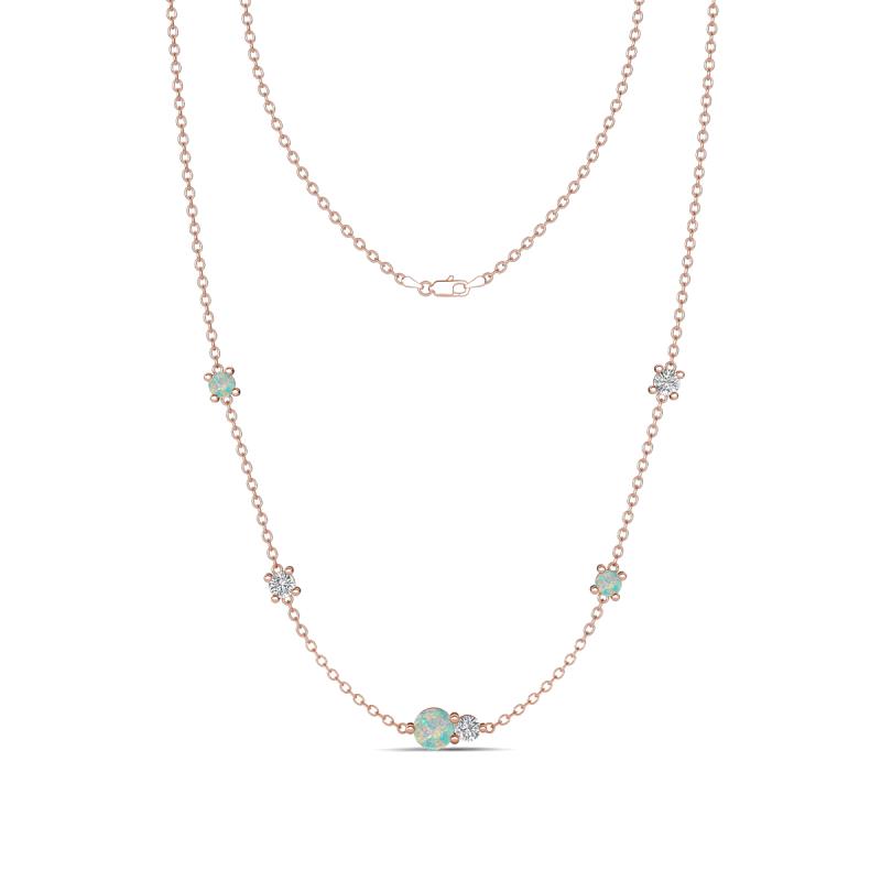 Linea 0.45 ctw Opal (4 mm) and Lab Grown Diamond Women Station Necklace 