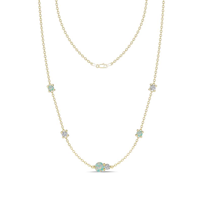 Linea 0.45 ctw Opal (4 mm) and Lab Grown Diamond Women Station Necklace 