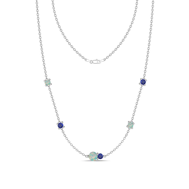 Linea 0.39 ctw Opal (4 mm) and Iolite Women Station Necklace 