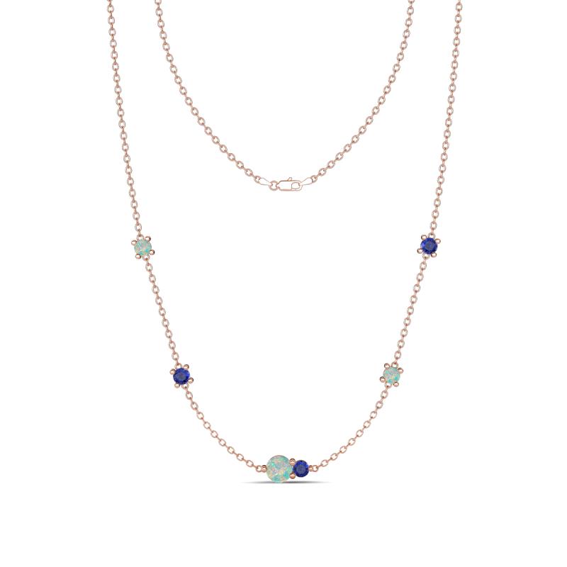 Linea 0.39 ctw Opal (4 mm) and Iolite Women Station Necklace 