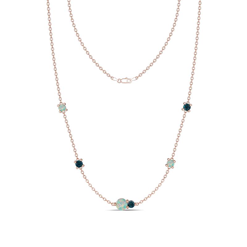 Linea 0.45 ctw Opal (4 mm) and London Blue Topaz Women Station Necklace 