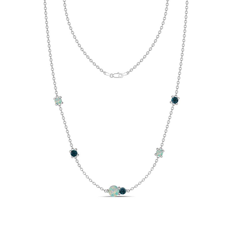 Linea 0.45 ctw Opal (4 mm) and London Blue Topaz Women Station Necklace 
