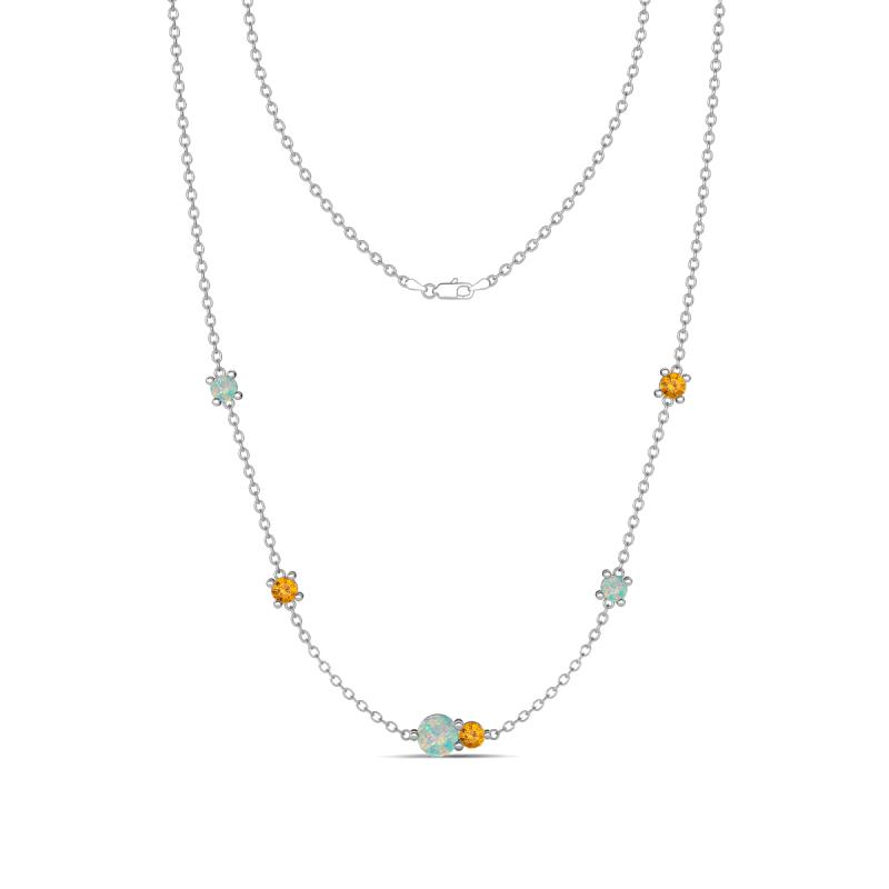 Linea 0.39 ctw Opal (4 mm) and Citrine Women Station Necklace 