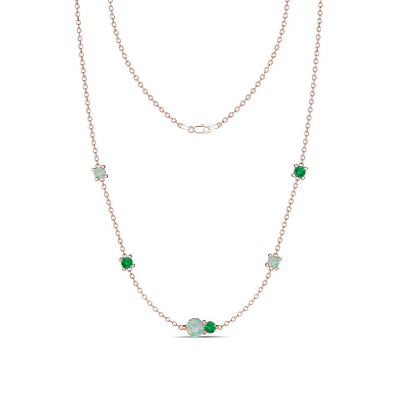 Linea 0.39 ctw Opal (4 mm) and Emerald Women Station Necklace 