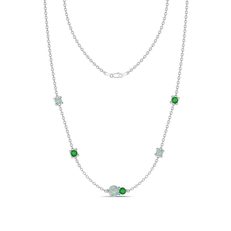 Linea 0.47 ctw Opal (4 mm) and Green Garnet Women Station Necklace 
